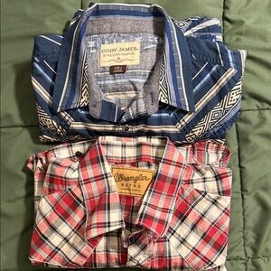 Wrangler Red and White Plaid Casual Shirt